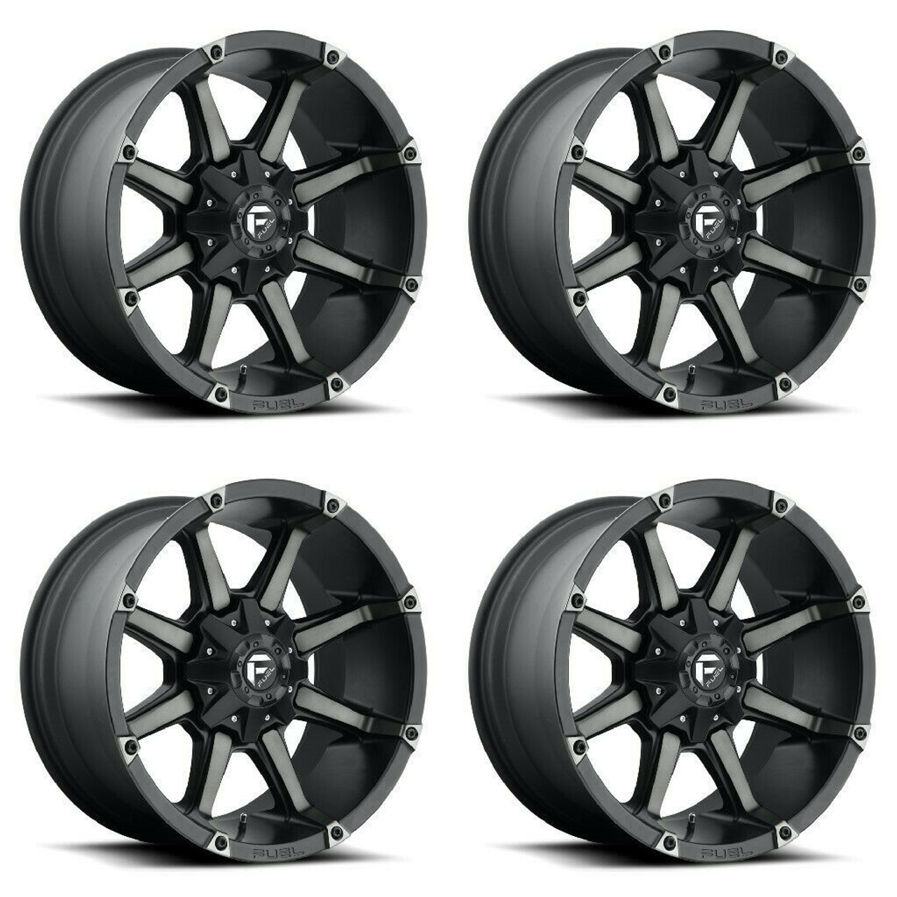 Set 4 18" Fuel D556 Coupler 18x9 6x135 6x5.5 19mm Black Double Tint Truck Wheels
