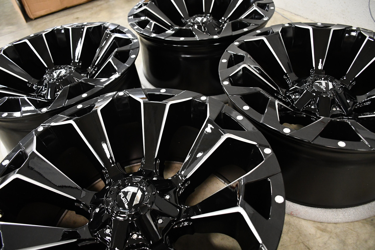 Set 4 20" Fuel D576 Assault 20x9 8x170 Gloss Black Milled Wheels 20mm Truck Rims