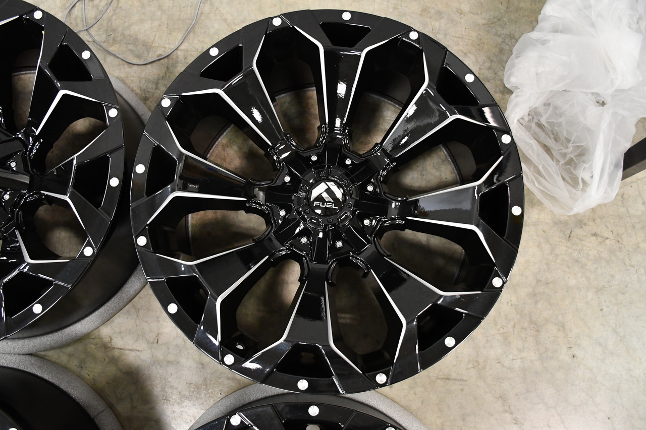 Set 4 20" Fuel D576 Assault 20x9 8x170 Gloss Black Milled Wheels 20mm Truck Rims