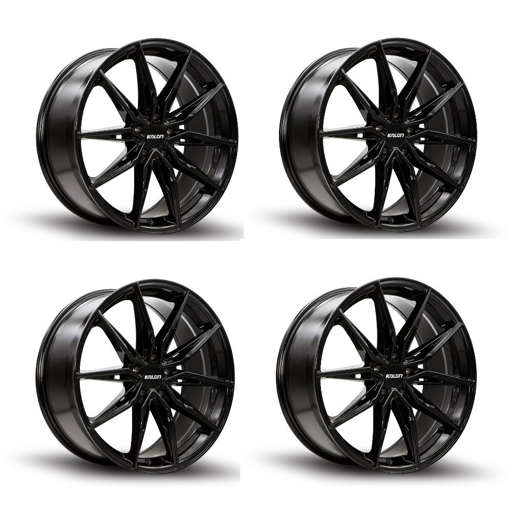Set 4 20" Kalon 102 Cypher Gloss Black 20x10 Wheels 5x112 38mm Performance Rims