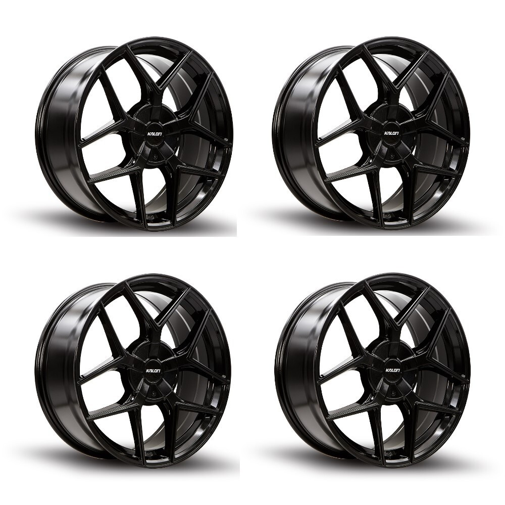 Set 4 19" Kalon 201 Falcon Gloss Black 19x8.5 Wheels 5x112 5x120 40mm Street Rims