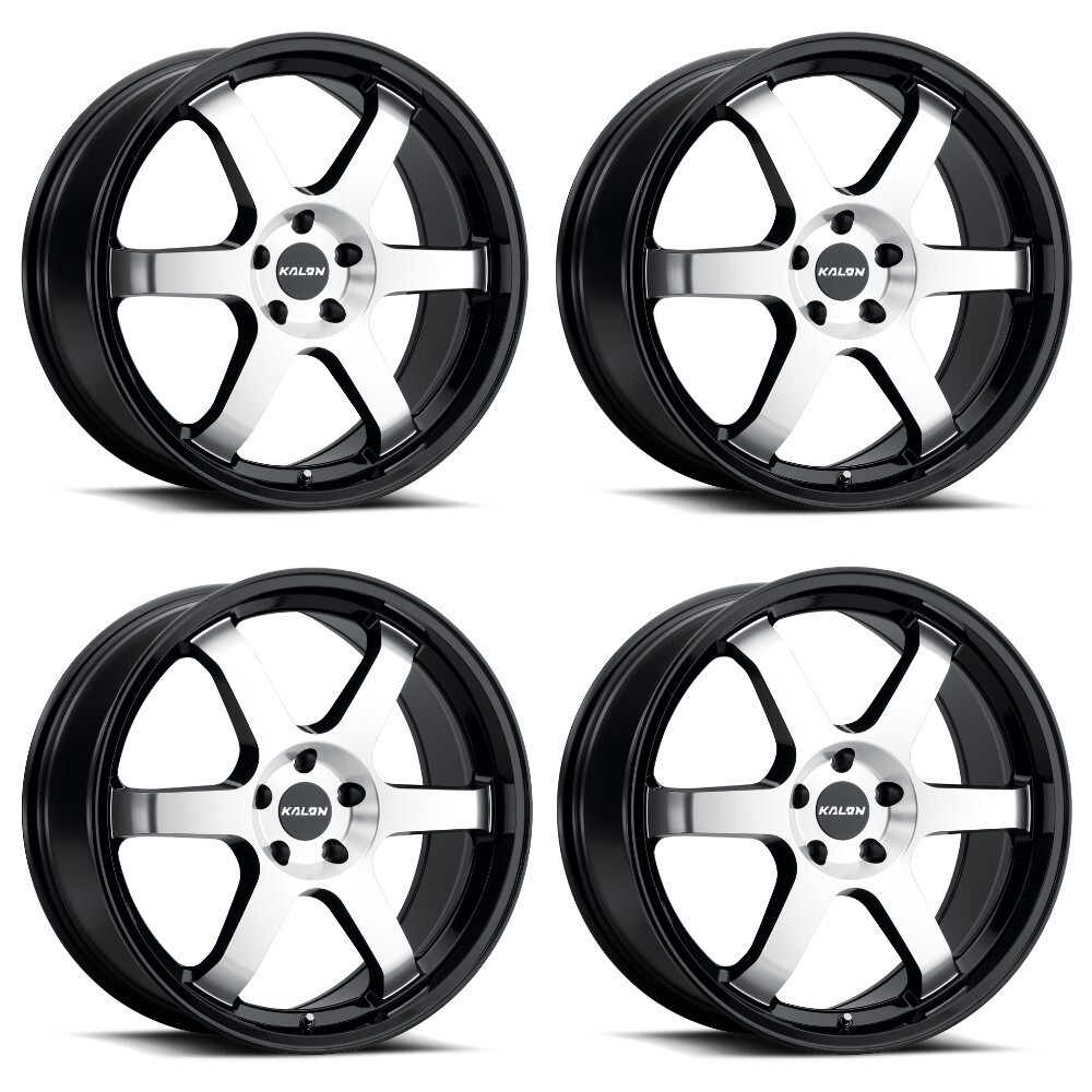 Set 4 17" Kalon 106 Suzuka Gloss Black Machined Face 17x7.5 Wheels 5x112 35mm Rims