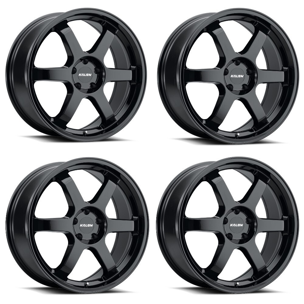 Set 4 18" Kalon 106 Suzuka Gloss Black 18x8 Wheels 5x120 38mm Performance Rims