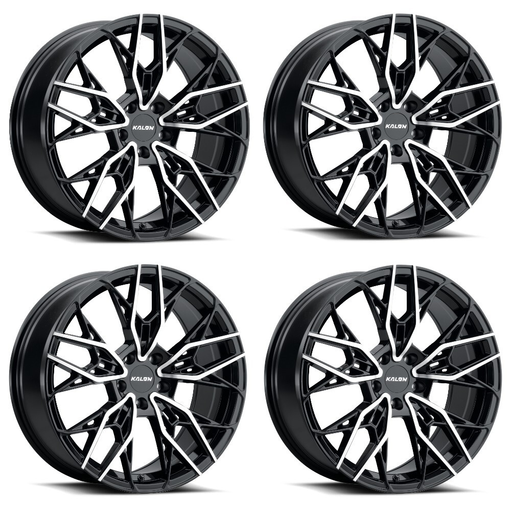Set 4 18" Kalon 107 Scout Gloss Black Machined Face 18x8 Wheels 5x115 38mm Rims