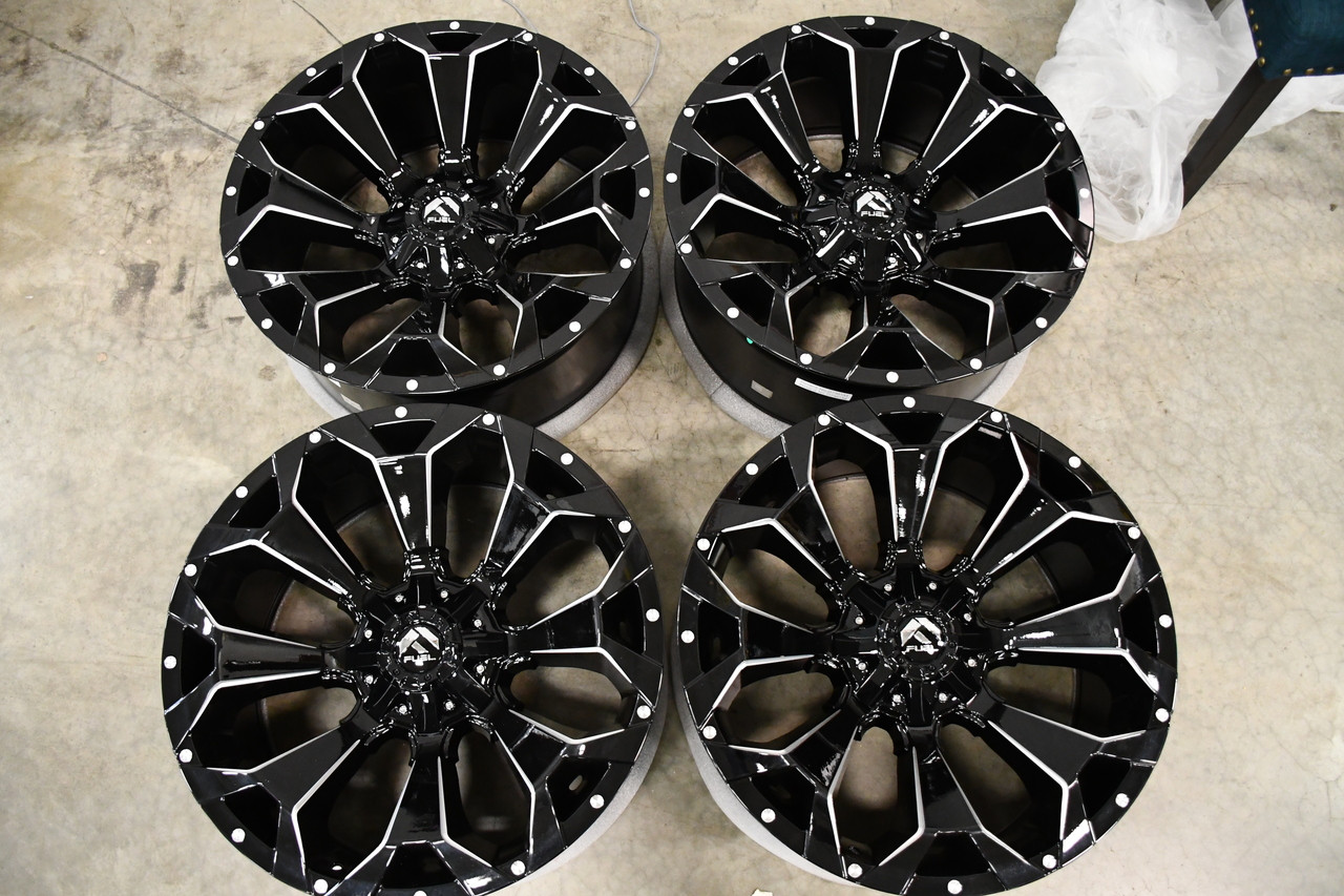Set 4 20" Fuel D576 Assault 20x9 8x180 Gloss Black Milled Wheels 1mm Truck Rims