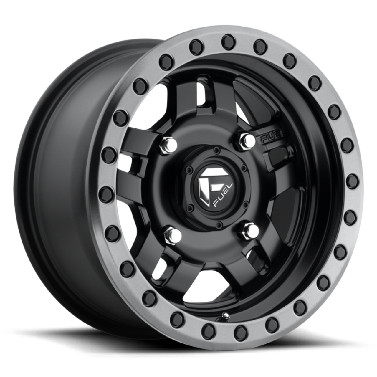 Set 4 15" Fuel UTV D557 Anza 15x7 4x137 Matte Black Gunmetal Ring Wheels 38mm
