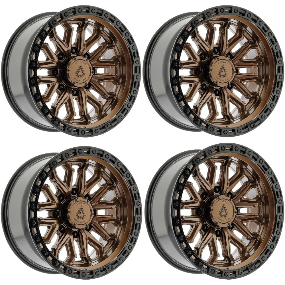 Set 4 20" Arena A125 Jackal Smoked Bronze Gloss Black Lip 20x10 8x180 -18mm Rims Lifted Offroad Truck Wheels