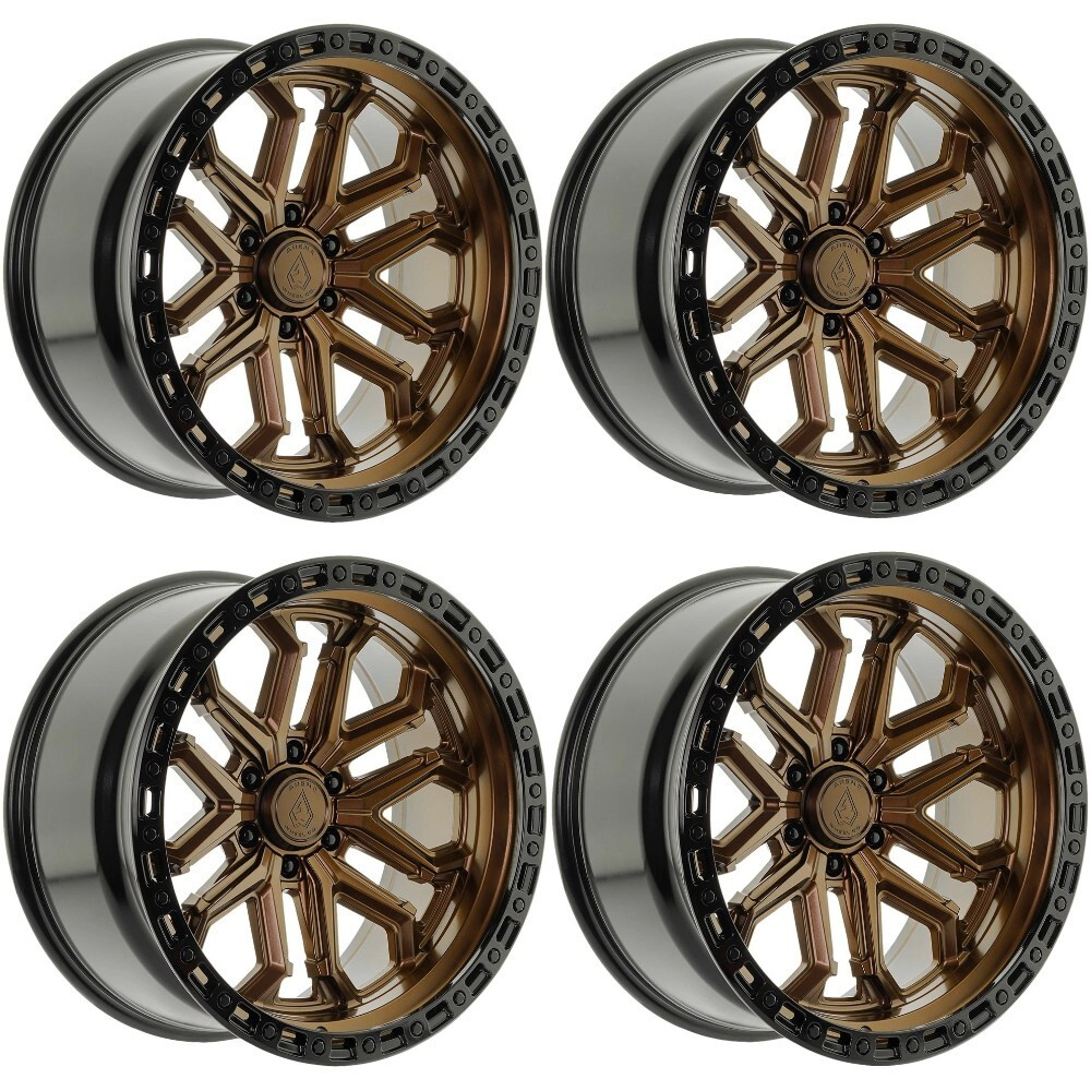 Set 4 22" Arena A125 Jackal Smoked Bronze Gloss Black Lip 22x10 6x5.5 -18mm Rims Lifted Offroad Truck SUV Wheels