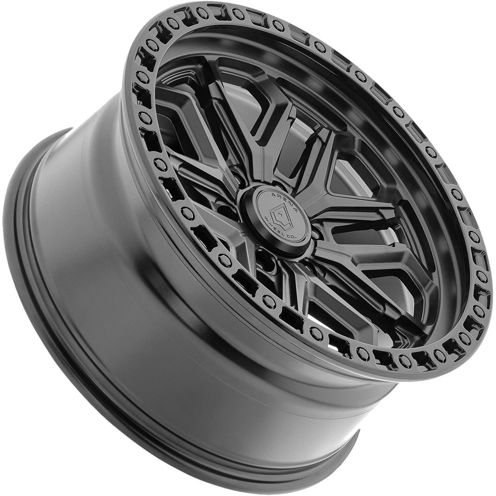 Set 4 20" Arena A125 Jackal Satin Black Gloss Black Lip 20x10 Wheels 6x135 -18mm Lifted Offroad Truck SUV Rims