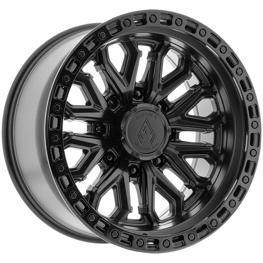 20" Arena A125 Jackal Satin Black Gloss Black Lip 20x10 Wheel 8x6.5 -18mm Rim