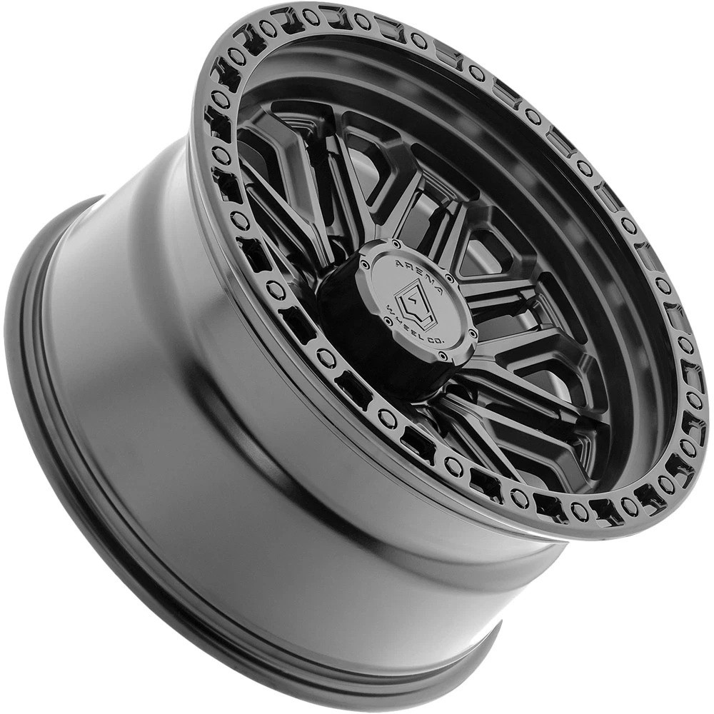 Set 4 20" Arena A125 Jackal Satin Black Gloss Black Lip 20x10 Wheels 8x6.5 -18mm Lifted Offroad Truck SUV Rims