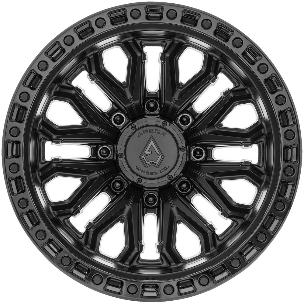 20" Arena A125 Jackal Satin Black Gloss Black Lip 20x10 Wheel 8x170 -18mm Rim