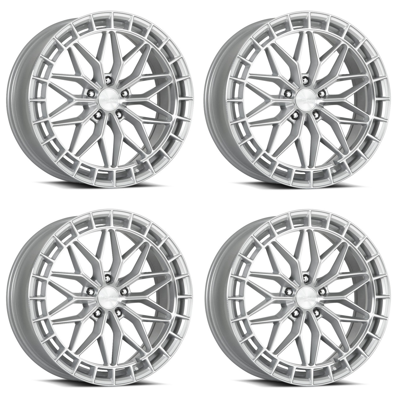 Set 4 18" Katana Racing KR12 Gloss Silver Wheels 18x8 5x4.25 (5x108) 40mm Rims