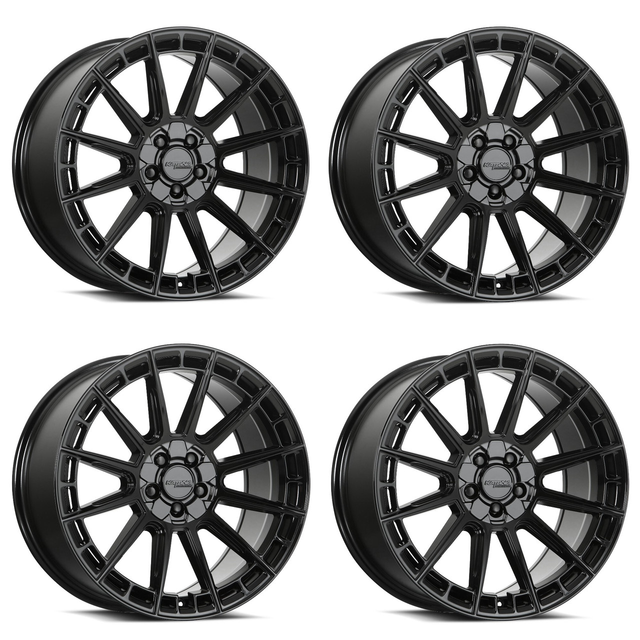 Set 4 18" Katana Racing KR11 Gloss Black Wheels 18x8 5x105 5x114.3 40mm Rims