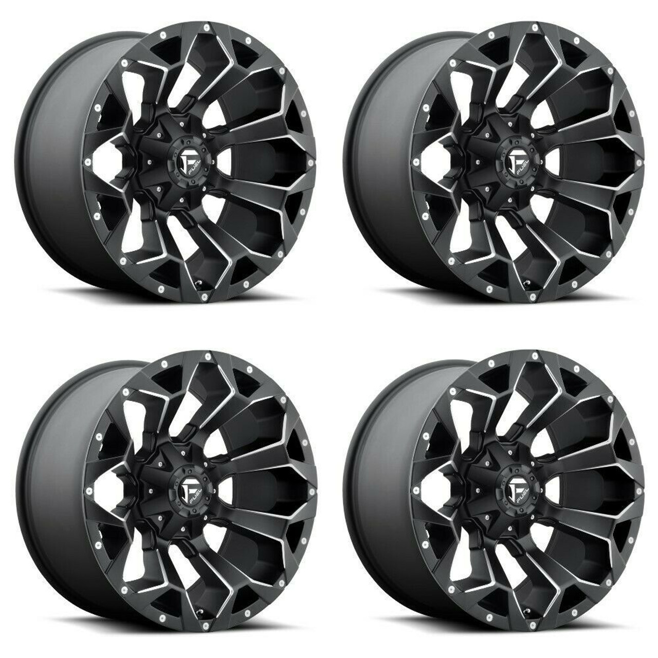 Set 4 18" Fuel D546 Assault 18x9 6x135 6x5.5 -13mm Wheels Matte Black Milled Rim