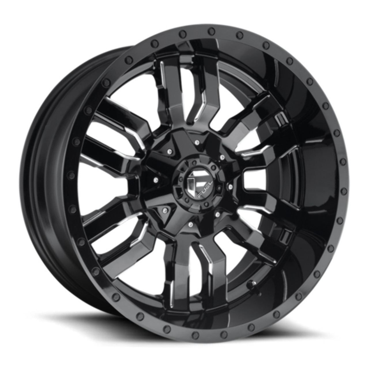 Set 4 Fuel D595 Sledge 22x10 6x135 6x5.5 Gloss Black Milled Wheels 22" 10mm