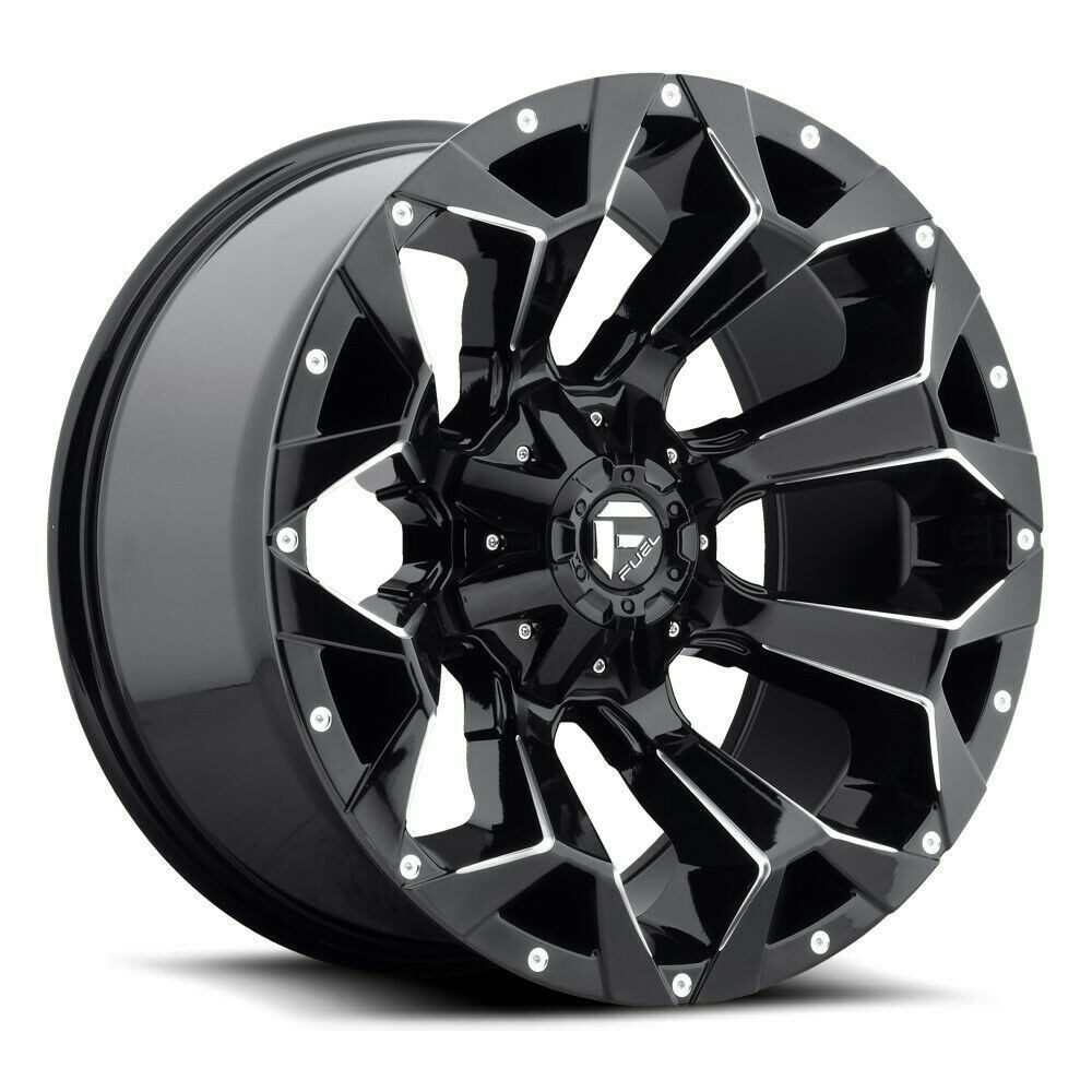 Set 4 18" Fuel D576 Assault 18x9 5x4.5 5x5 -12mm Gloss Black Milled Wheels Rims Lifted Offroad Truck SUV