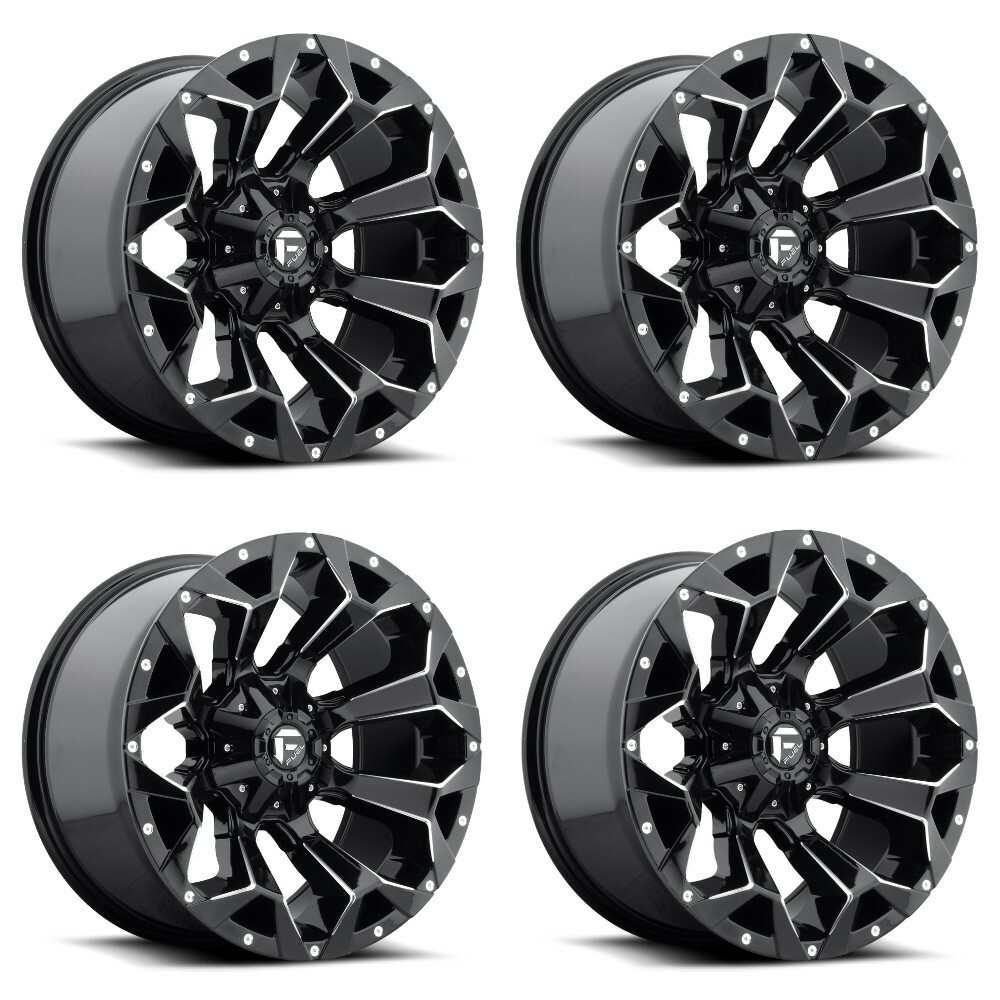 Set 4 18" Fuel D576 Assault 18x9 5x4.5 5x5 -12mm Gloss Black Milled Wheels Rims Lifted Offroad Truck SUV