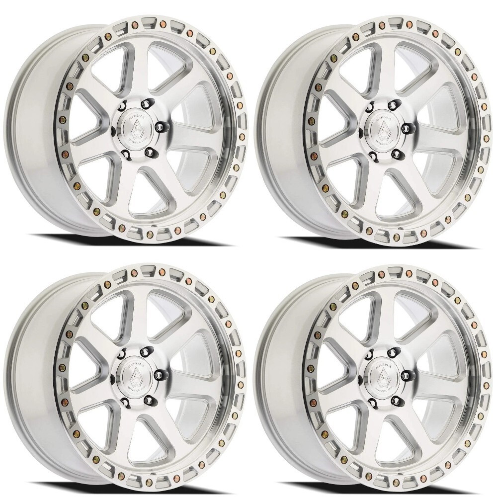 Set 4 17" Arena A123 Throttle Gloss Silver Machined 17x9 Wheels 6x5.5 0mm Rims