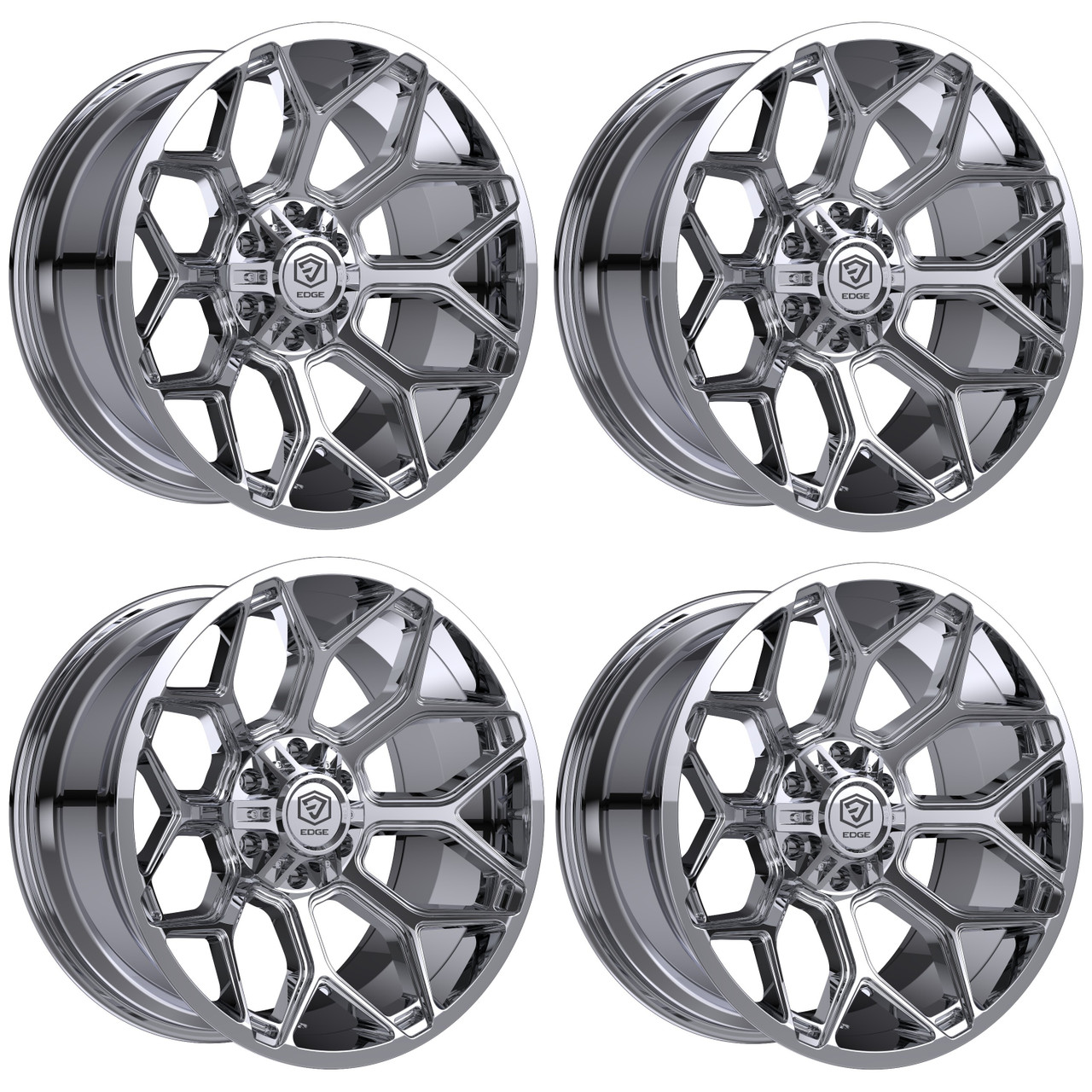 Set 4 22" Edge Off Road 302C Chrome Wheels 22x12 5x5 5x5.5 -44mm Truck Rims