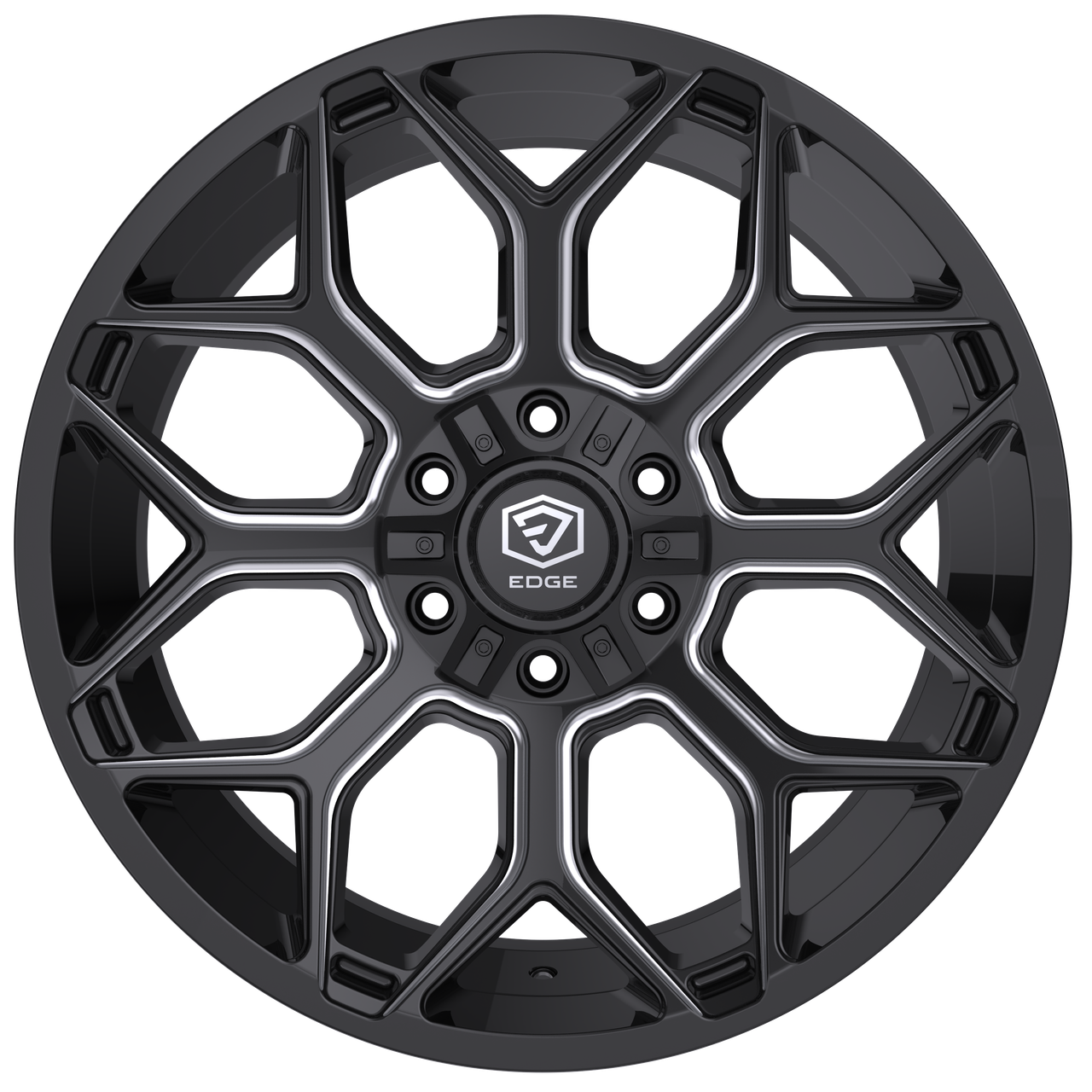 22" Edge Off Road 302BM Gloss Black Milled Accents Wheel 22x12 6x135 6x5.5 -44mm Lifted Truck SUV Rim