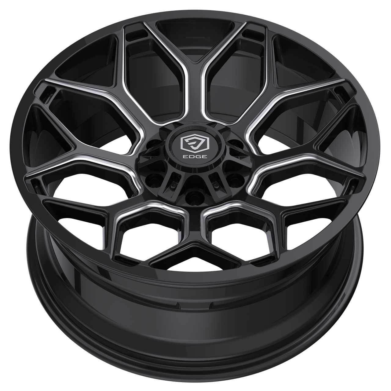 22" Edge Off Road 302BM Gloss Black Milled Accents Wheel 22x12 6x135 6x5.5 -44mm Lifted Truck SUV Rim