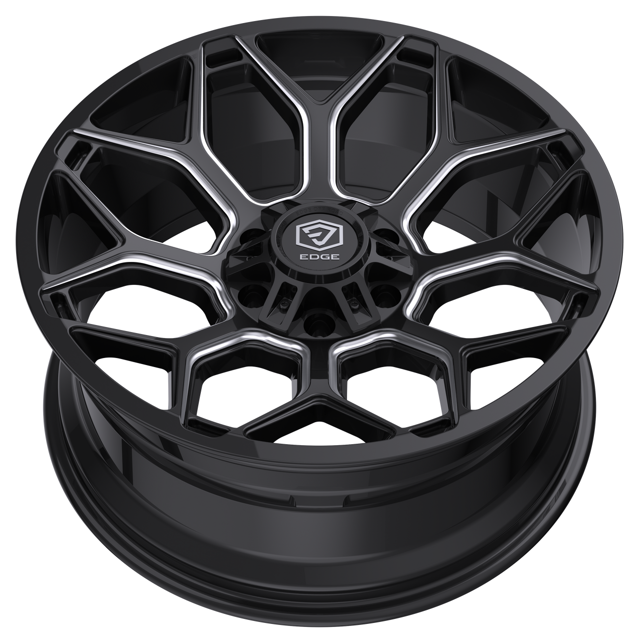 Set 4 22" Edge Off Road 302BM Gloss Black Milled Wheels 22x12 6x135 6x5.5 -44mm Lifted Truck SUV Rims