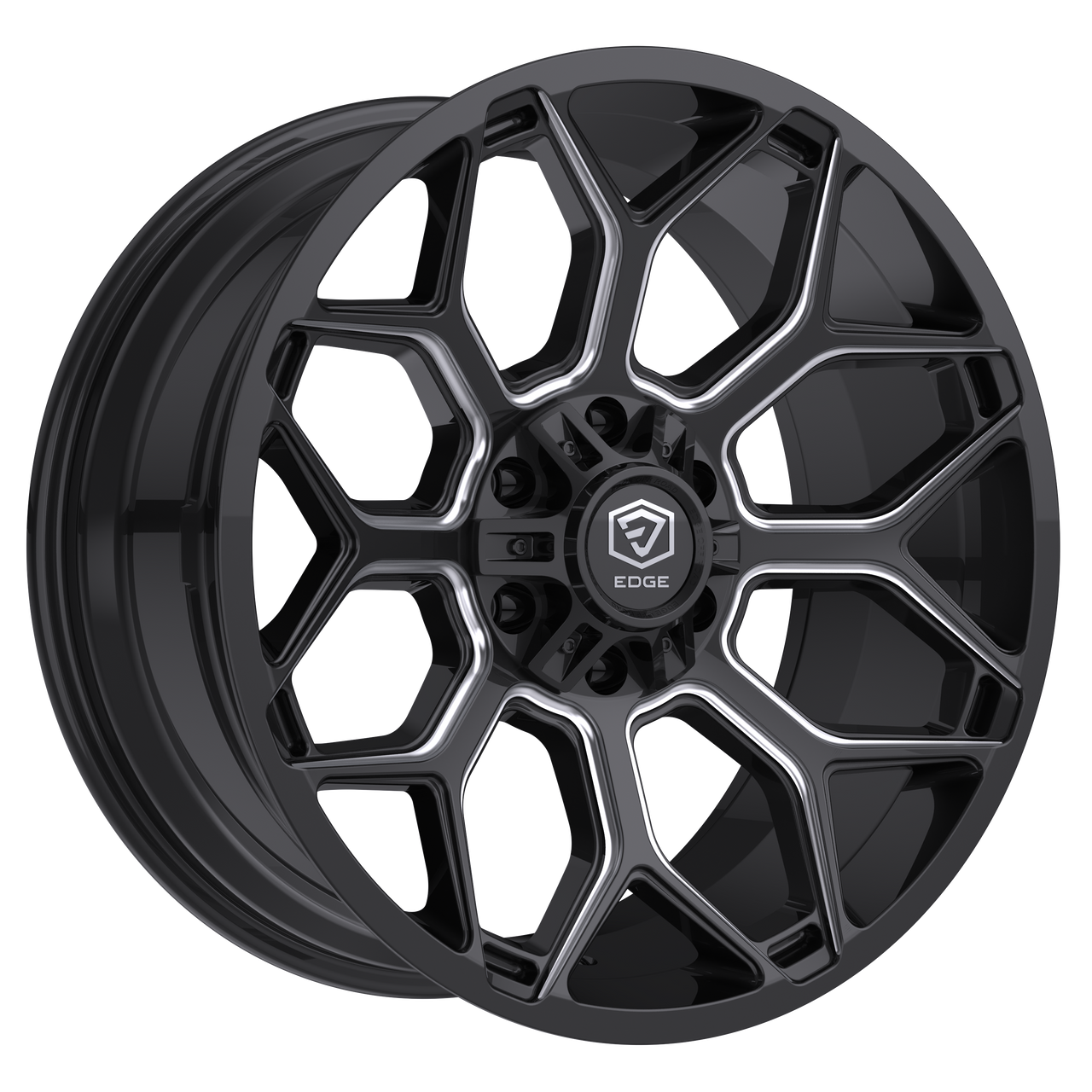 22" Edge Off Road 302BM Gloss Black Milled Accents Wheel 22x12 5x5 5x5.5 -44mm Rim