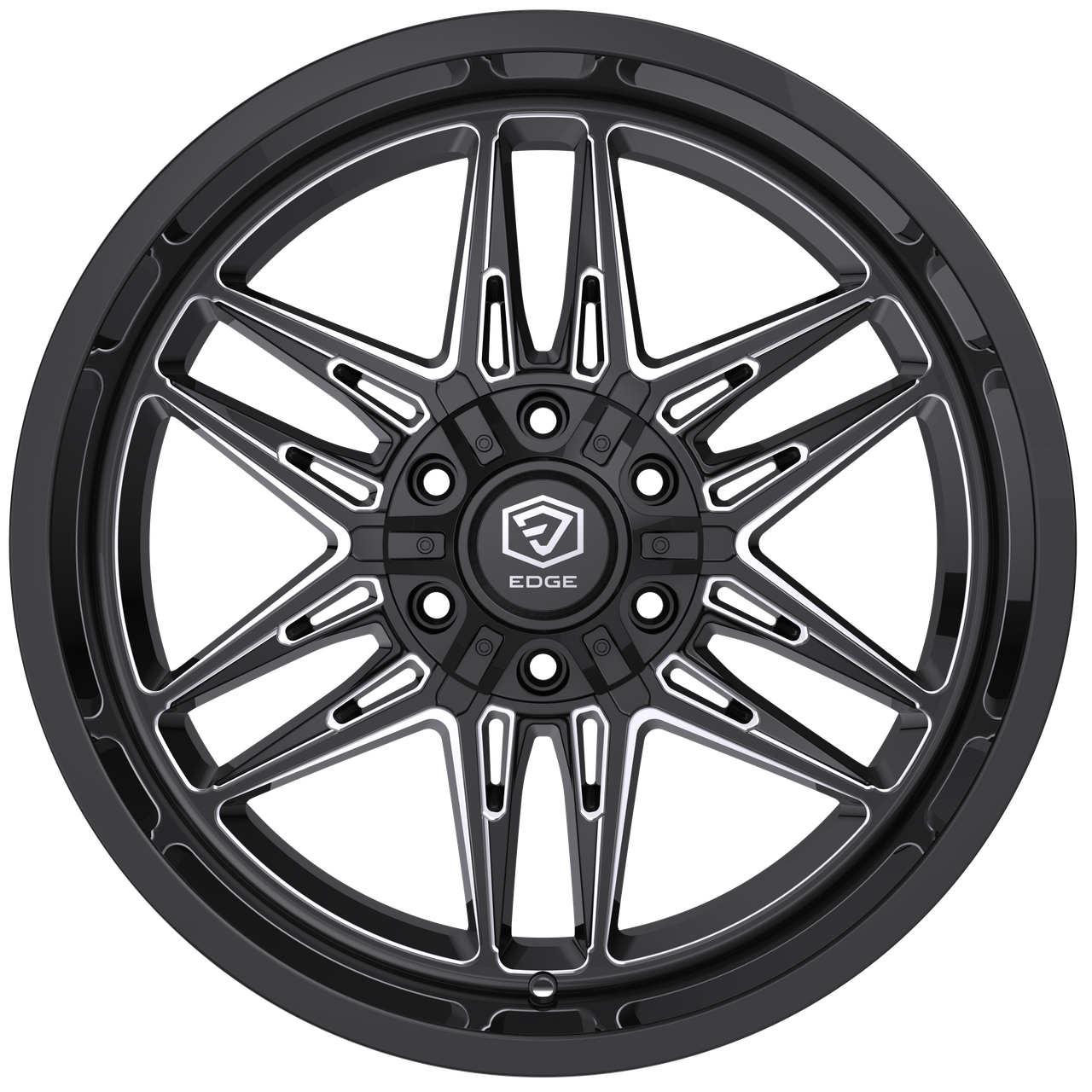 Set 4 22" Edge Off Road 303BM Gloss Black Milled Wheels 22x12 6x135 6x5.5 -44mm Lifted Truck SUV Rims
