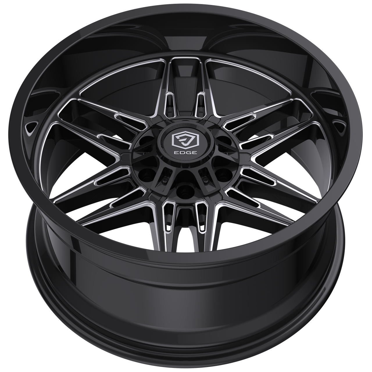 Set 4 22" Edge Off Road 303BM Gloss Black Milled Wheels 22x12 6x135 6x5.5 -44mm Lifted Truck SUV Rims