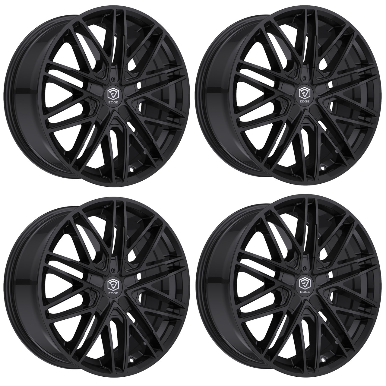 Set 4 18" Edge Street 352B Gloss Black Wheels 18x8 5x112 5x4.5 (5x114.3) 40mm Rims