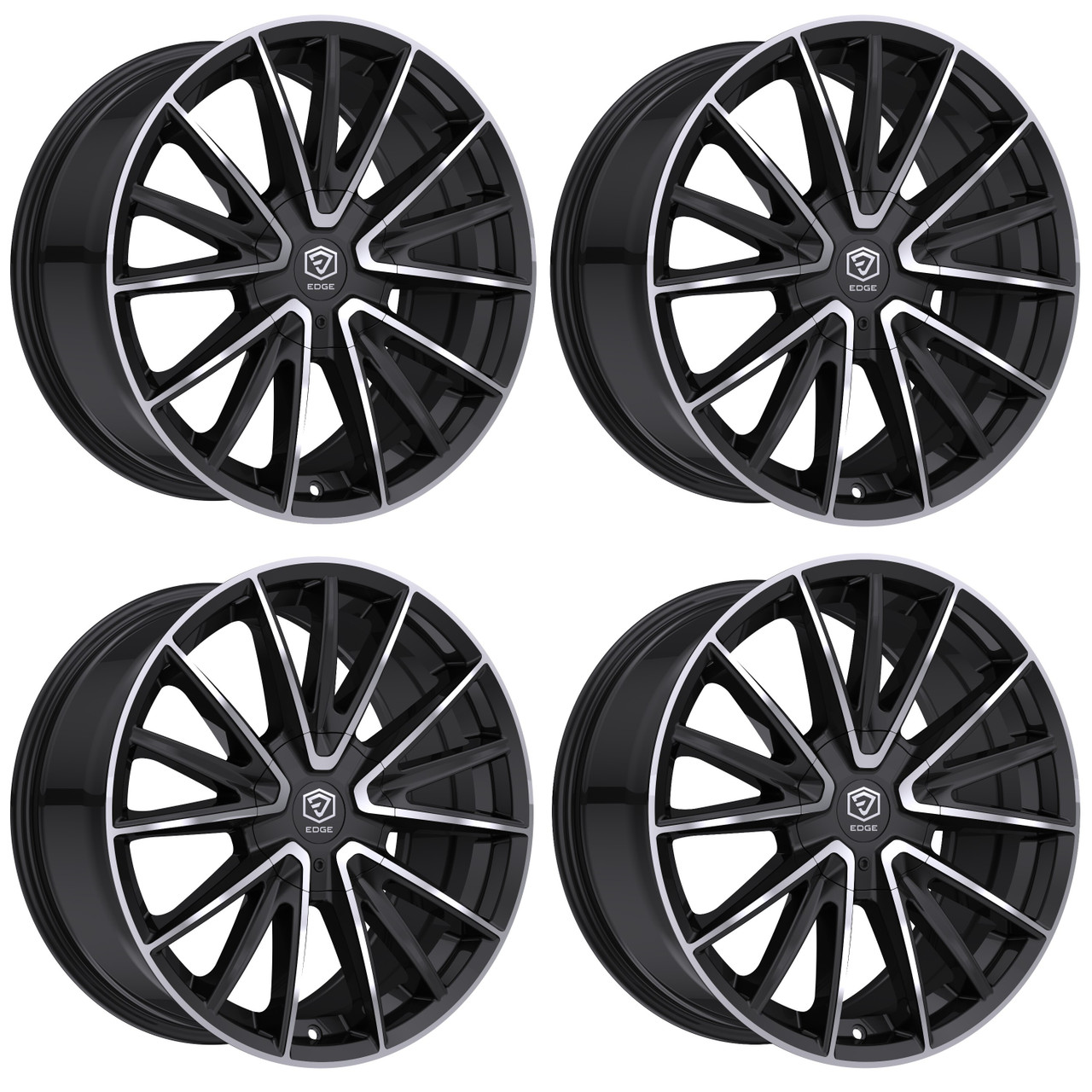 Set 4 20" Edge Street 353MB Black Machined Face 20x8.5 5x112 5x4.5 40mm Wheels