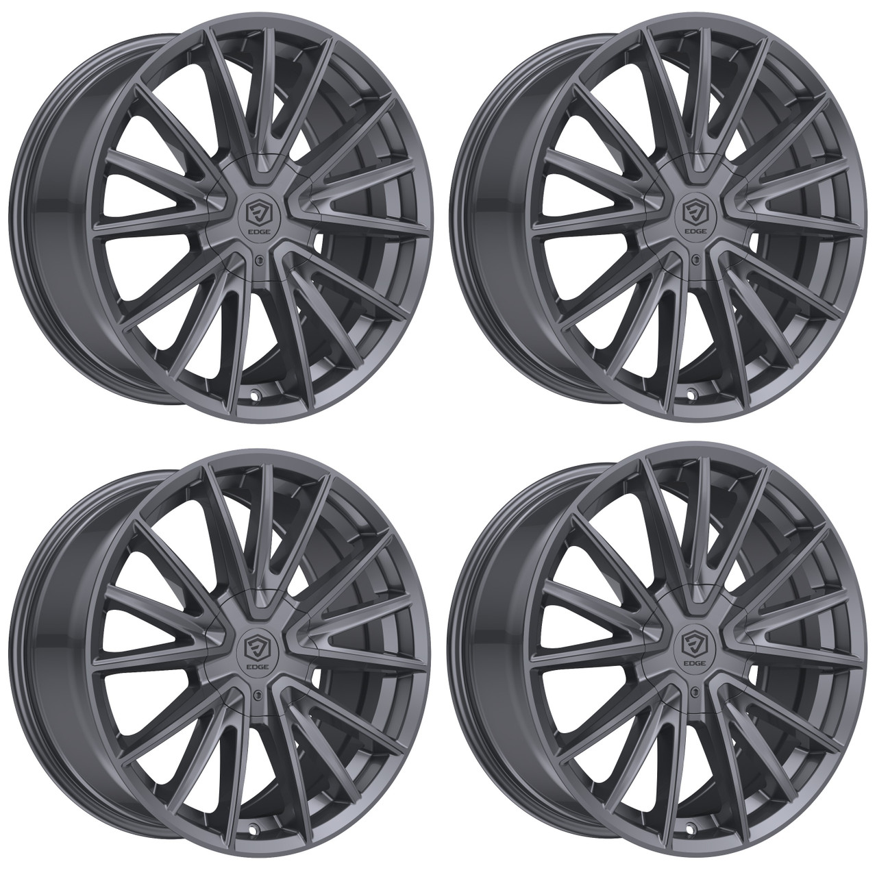Set 4 18" Edge Street 353A Anthracite Wheels 18x8 5x4.25 (5x108) 5x4.5 40mm Rims