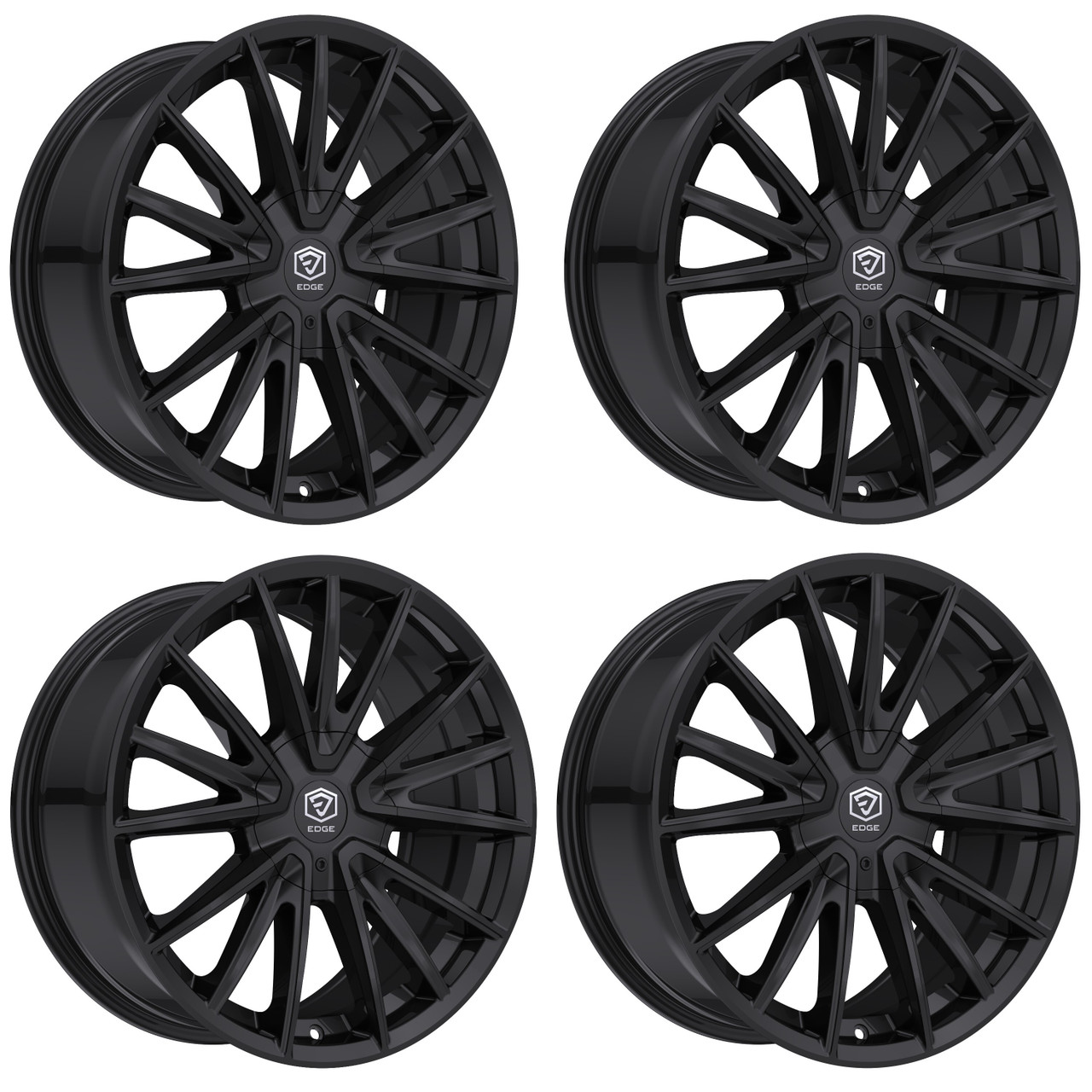 Set 4 17" Edge Street 353B Gloss Black Wheels 17x7.5 5x4.25 5x4.5 40mm Rims