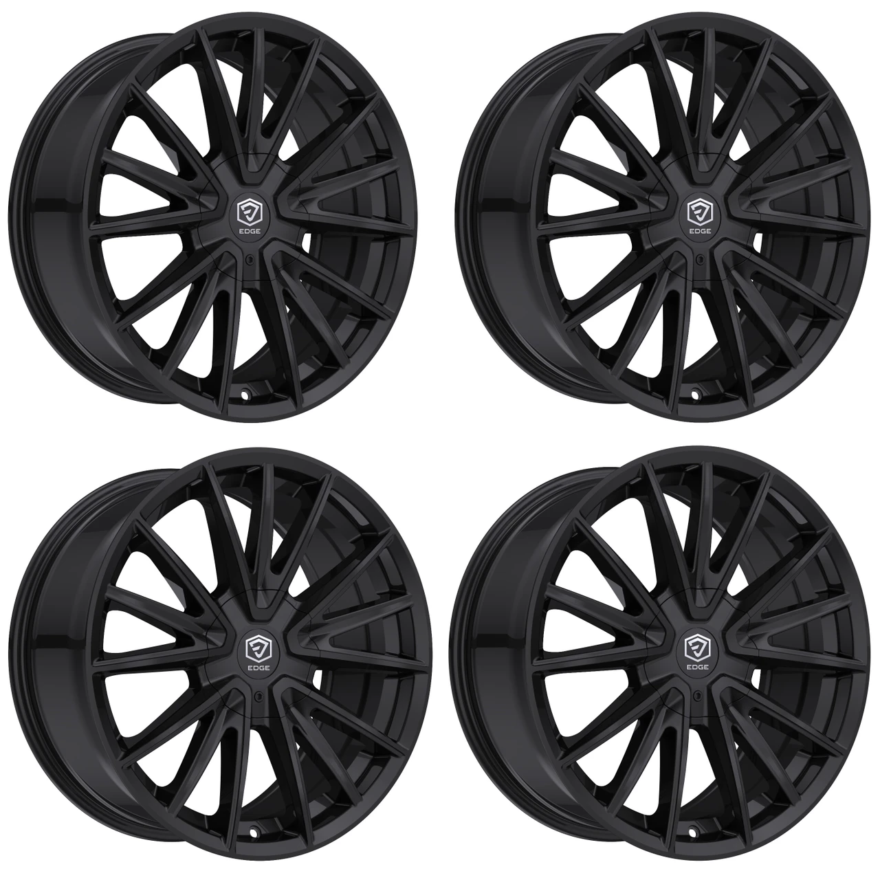 Set 4 20" Edge Street 353B Gloss Black Wheels 20x8.5 5x4.25 5x4.5 40mm Rims
