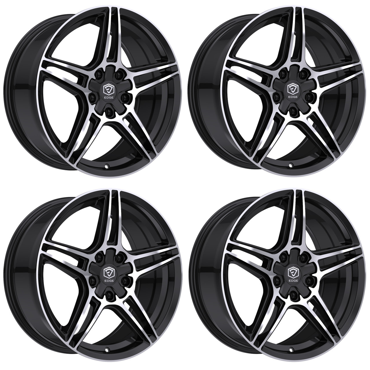 Set 4 19" Edge Street 354MB Gloss Black Machined Wheels 19x8.5 5x4.25 5x4.5 40mm Rims