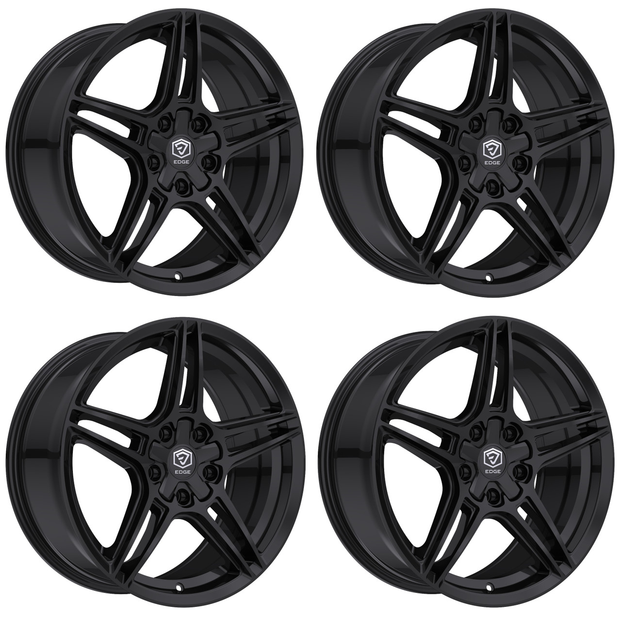 Set 4 18" Edge Street 354B Gloss Black Wheels 18x8 5x112 5x4.5 (5x114.3) 40mm Rims