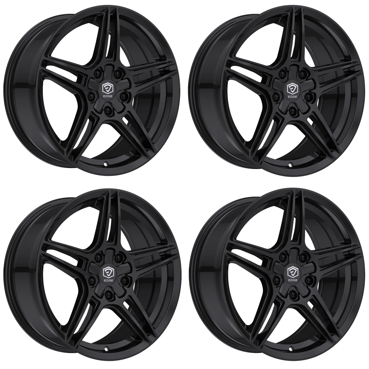 Set 4 20" Edge Street 354B Gloss Black Wheels 20x8.5 5x112 5x4.5 40mm Rims