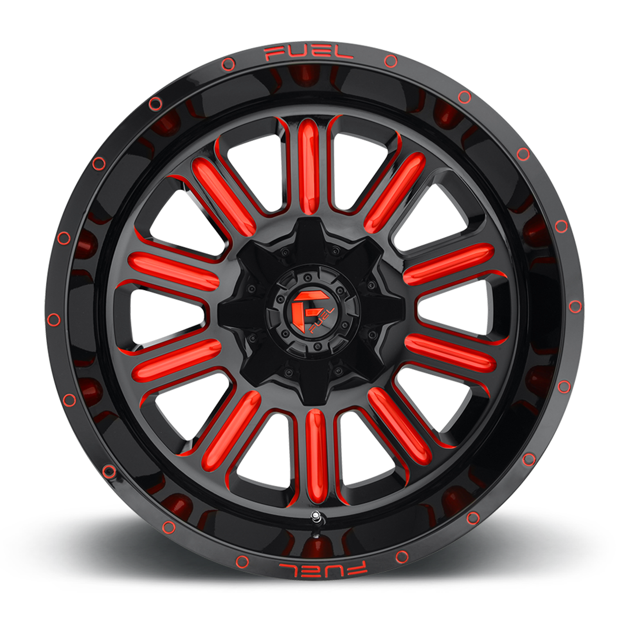 Set 4 18" Fuel D621 Hardline 18x9 5x4.5 5x5 1mm Black Red Tinted Clear Wheels