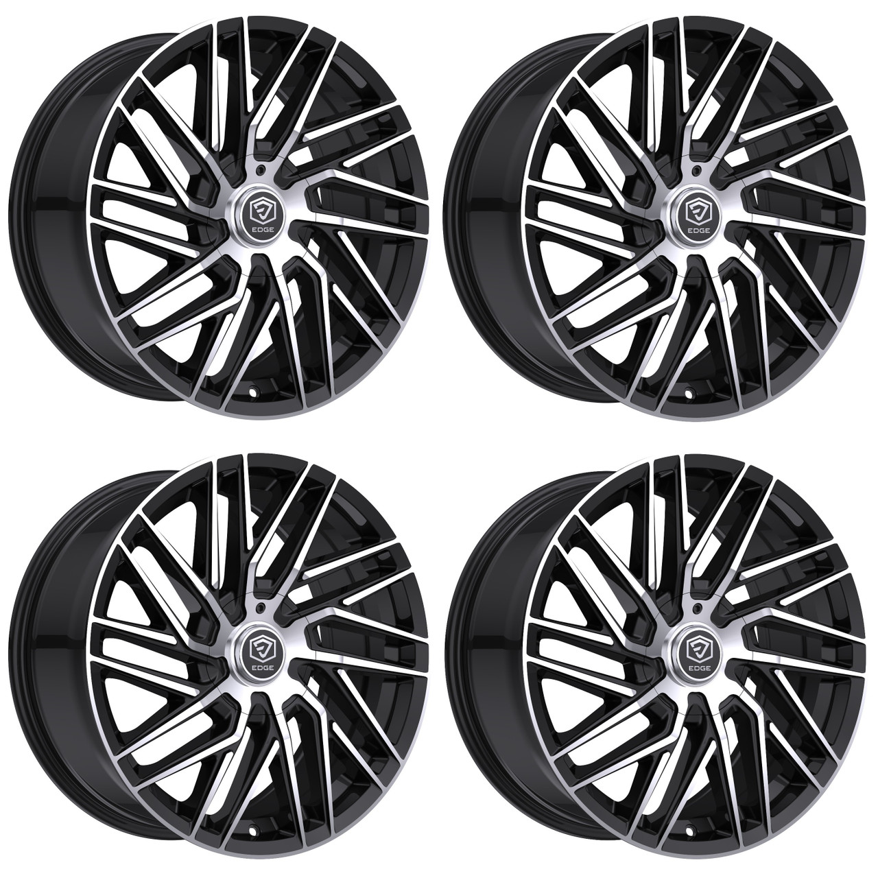 Set 4 20" Edge Street 355MB Gloss Black Machined Face 20x8.5 5x112 5x4.5 40mm Rims