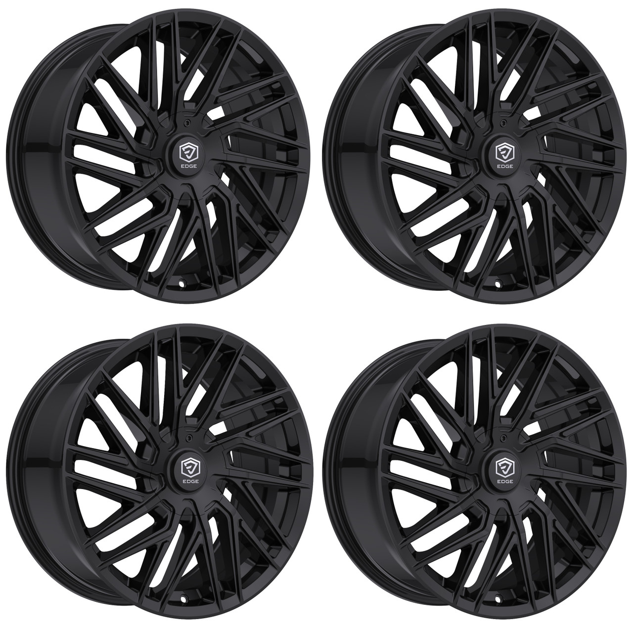 Set 4 18" Edge Street 355B Gloss Black Wheels 18x8 5x4.25 5x4.5 40mm Rims