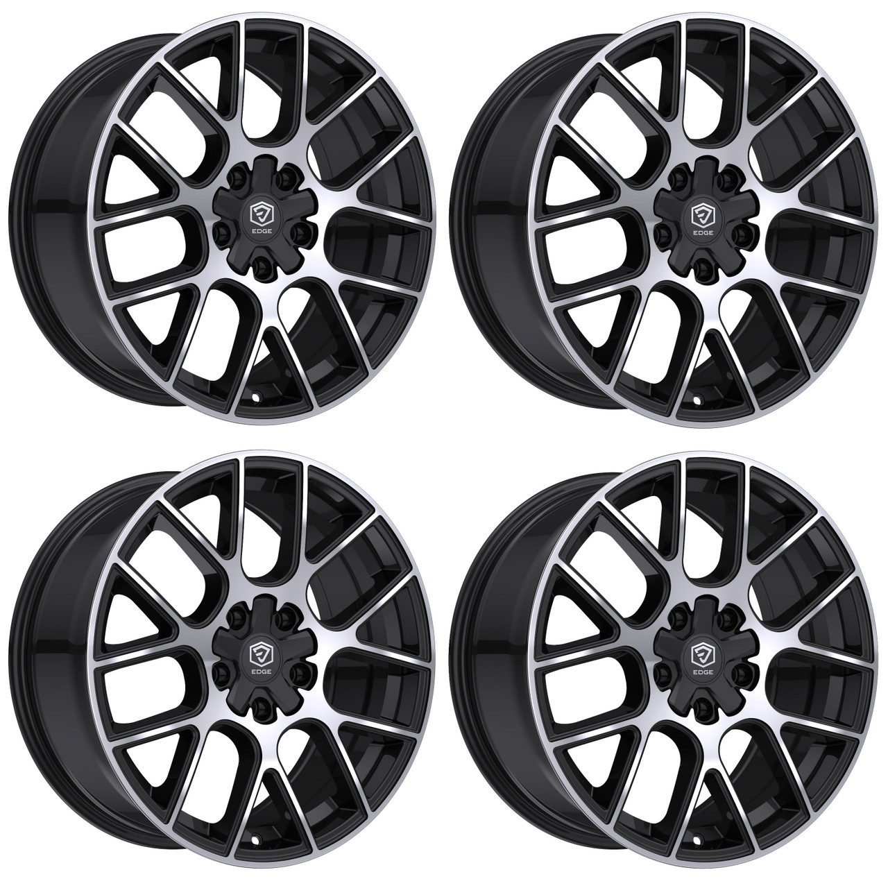 Set 4 17" Edge Street 356MB Gloss Black Machined Wheels 17x7.5 5x4.25 5x4.5 40mm Rims