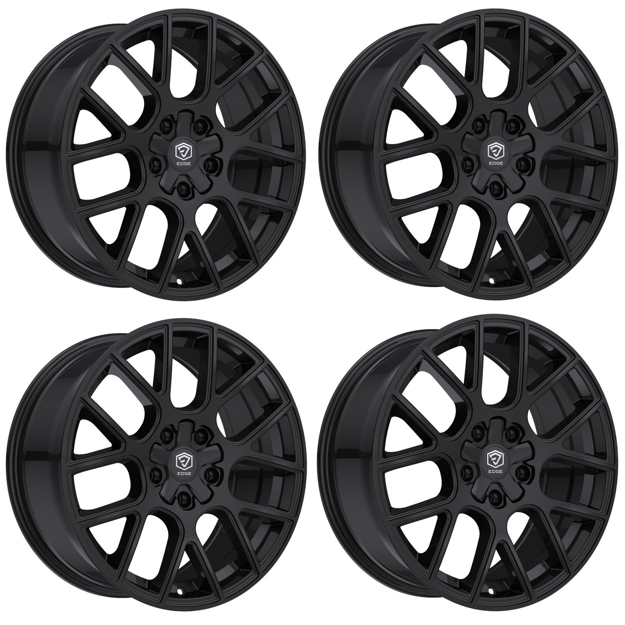 Set 4 20" Edge Street 356B Gloss Black Wheels 20x8.5 5x4.25 5x4.5 40mm Rims