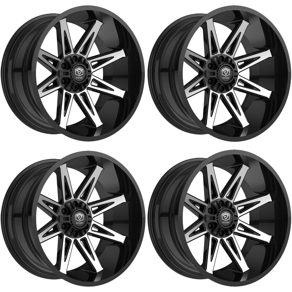 Set 4 20" Edge Off Road 304MB Black Machined Face Wheels 20x9 6x135 6x5.5 0mmm Rims