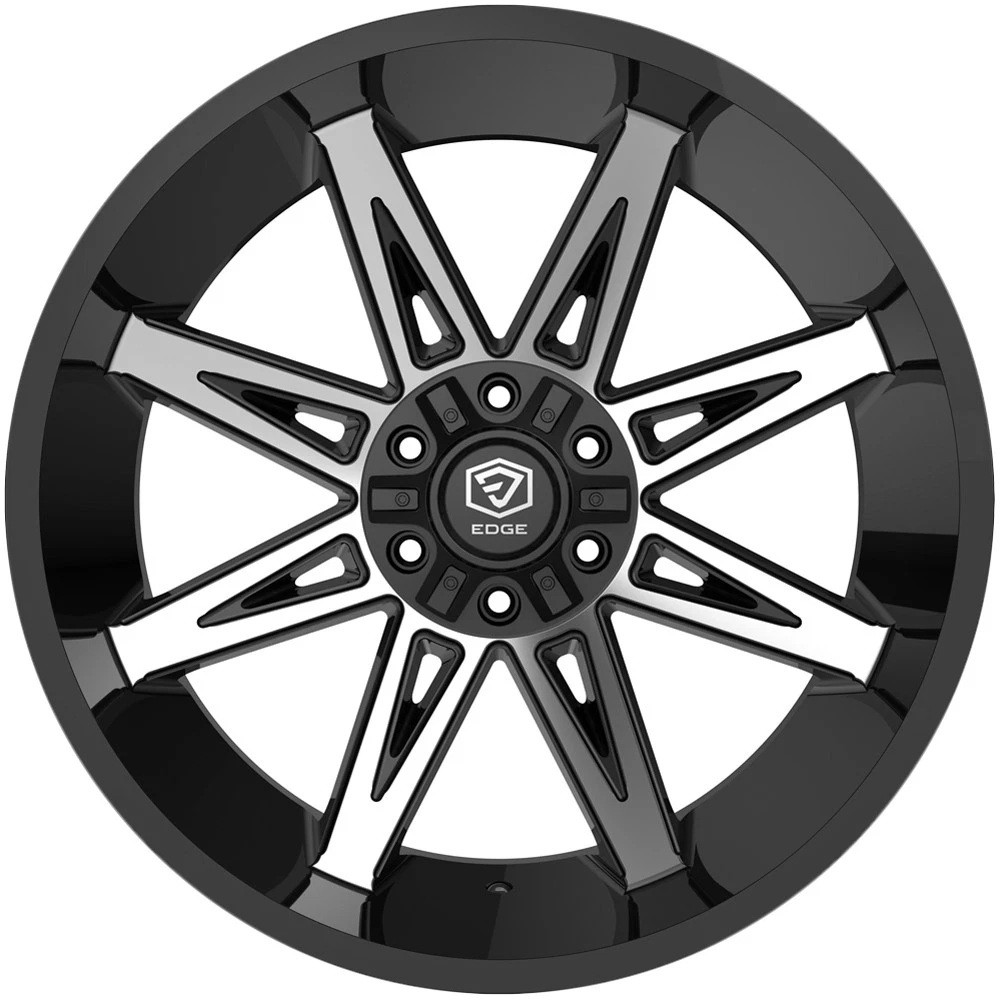Set 4 20" Edge Off Road 304MB Black Machined Face Wheels 20x10 6x135 6x5.5 -12mm Rims Lifted Truck SUV Wheels