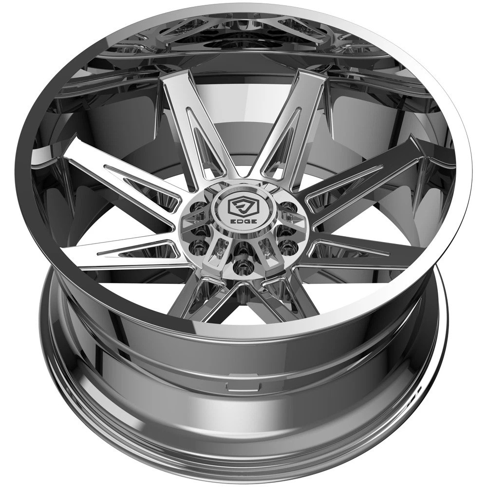 Set 4 20" Edge Off Road 304C Chrome Plated Wheels 20x10 5x5 5x5.5 -12mm Rims