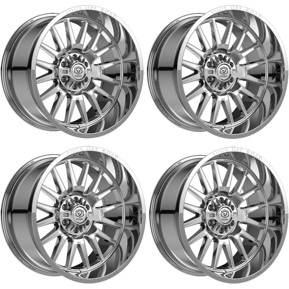 Set 4 20" Edge Off Road 305C Chrome Plated Wheels 20x9 6x135 6x5.5 0mm Rims