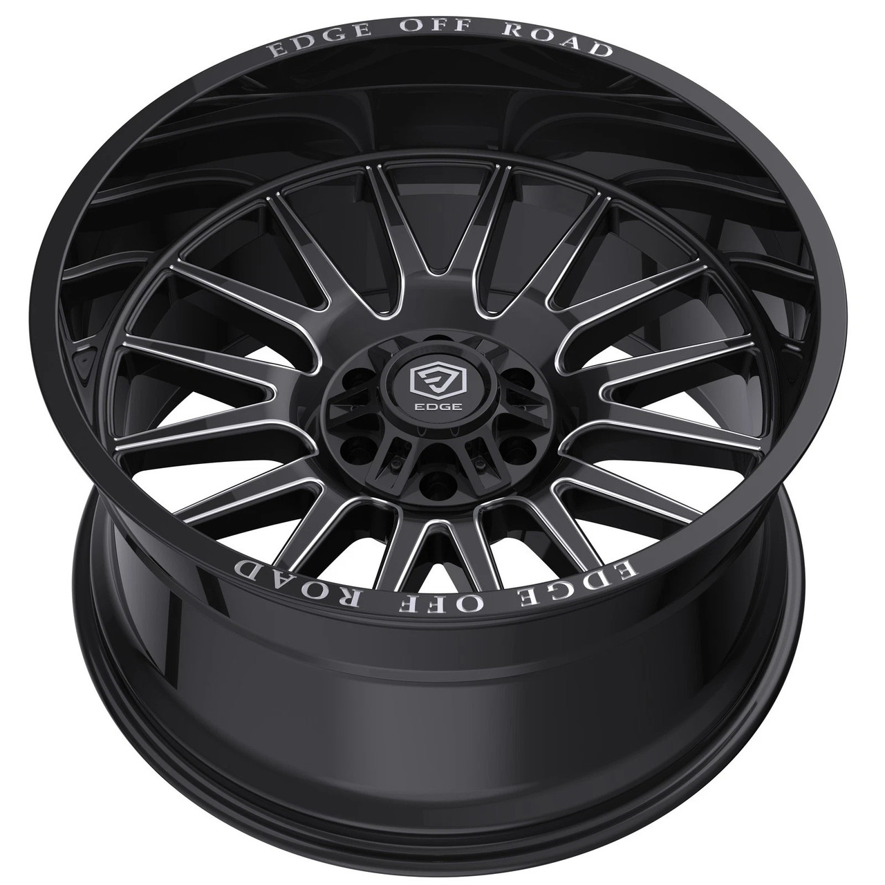 22" Edge Off Road 305BM Gloss Black Milled Accents Wheel 22x12 8x6.5 -44mm Rim