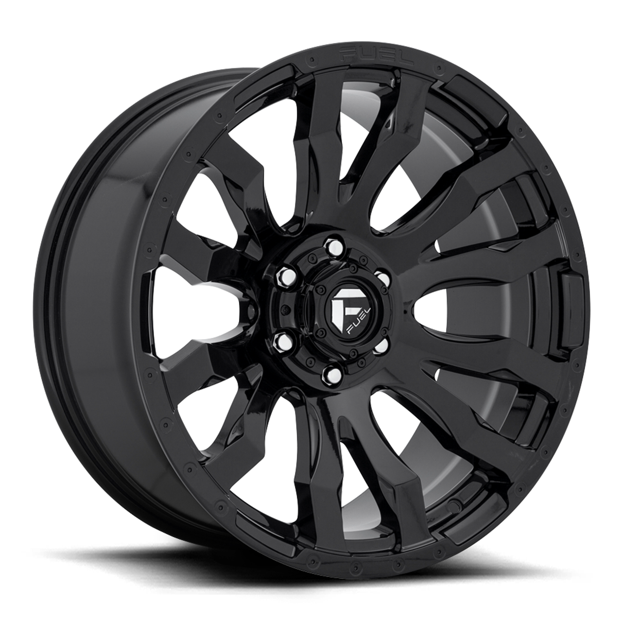 Set 4 20" Fuel D675 Blitz 20x10 6x5.5 Gloss Black Wheels -18mm Lifted Truck Rims