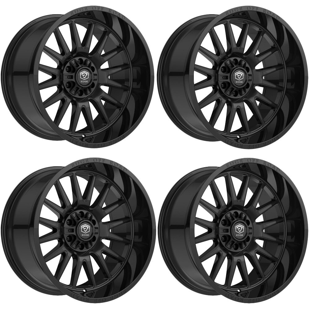 Set 4 22" Edge Off Road 305B Gloss Black Wheels 22x10 8x180 -19mm Truck Rims